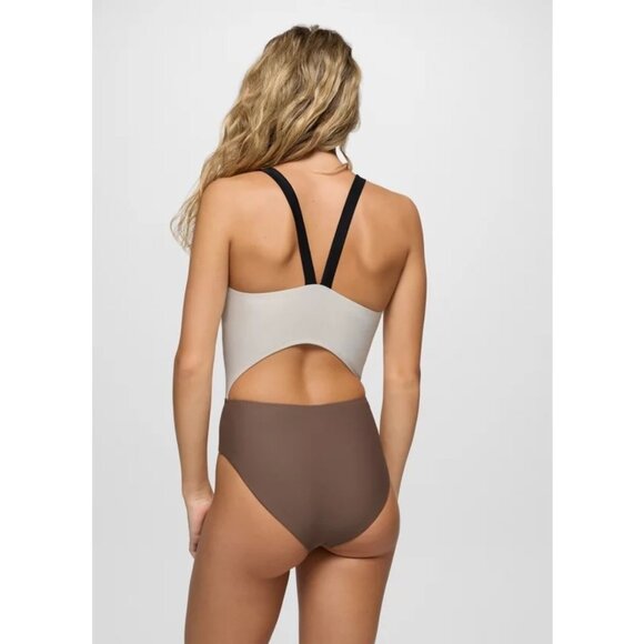 Prana Baja Bound Cutout One Piece Swimsuit Women's Sz Small Rose Fire Colorblock - Picture 8 of 16